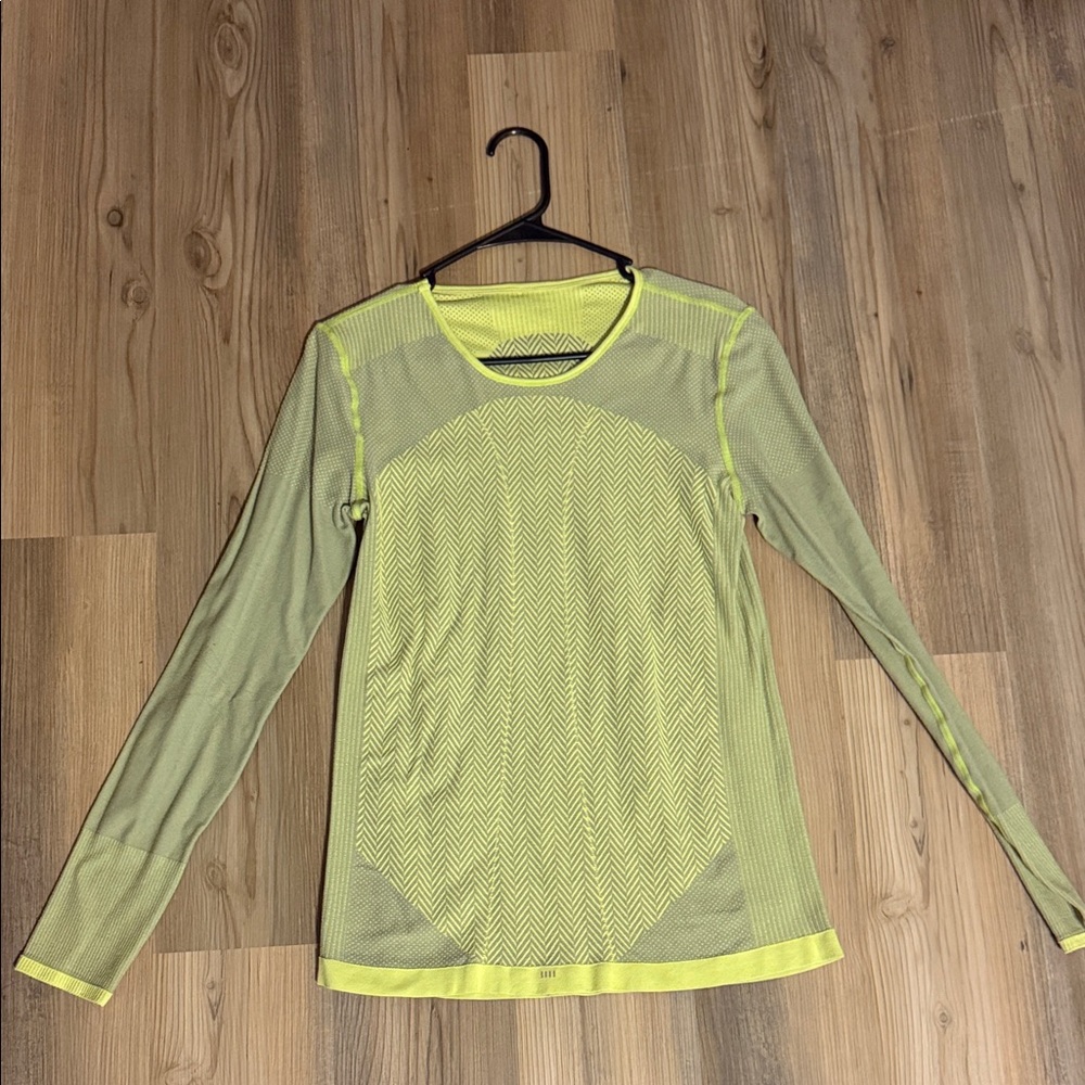 Fabletics Women's Yellow Mesh Long Sleeve Top